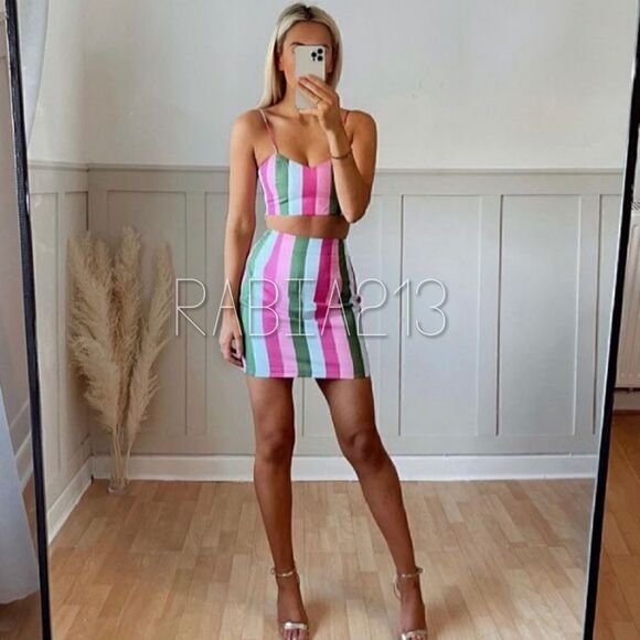 ZARA STRIPED MINI SKIRT - Picture 8 of 15